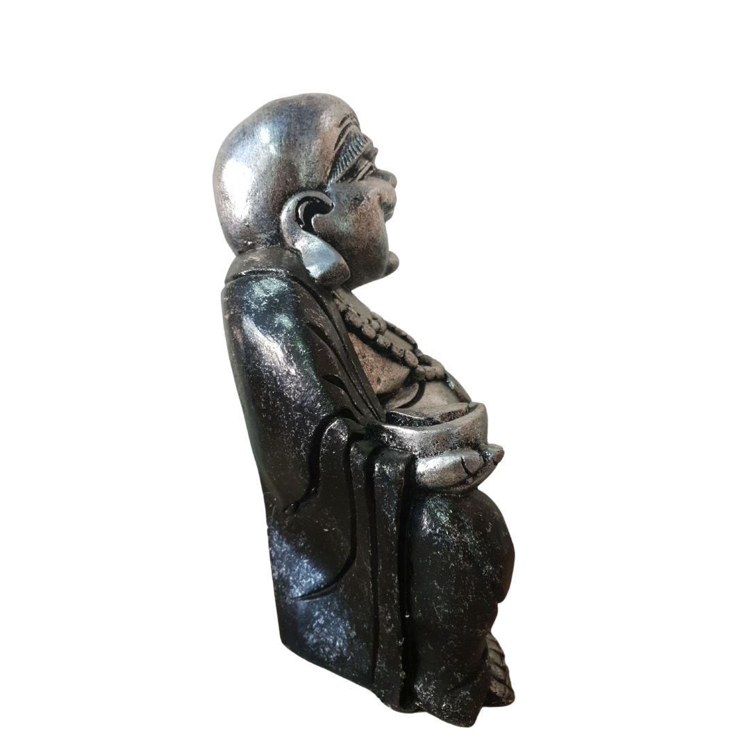 Happy Buddha Sculpture Statue black side 