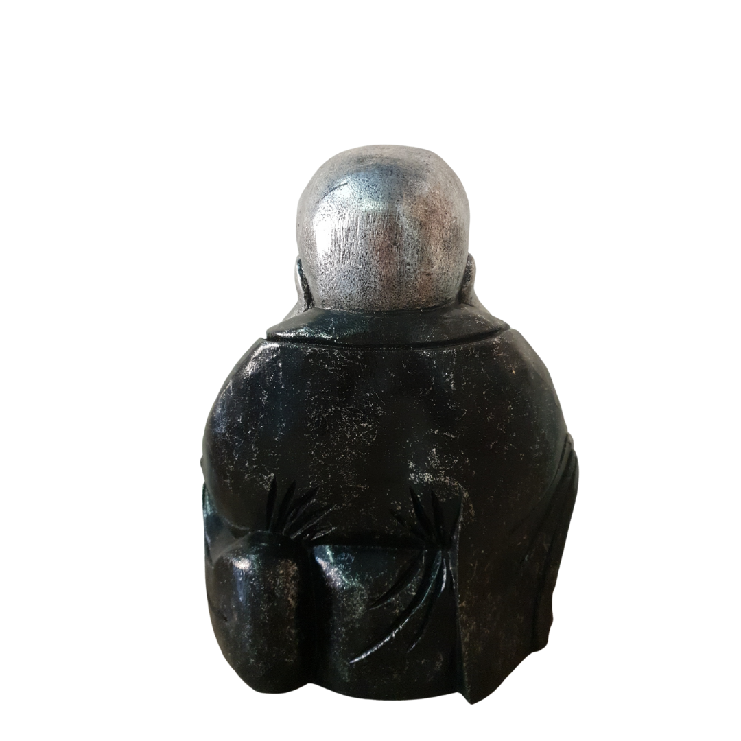 Happy Buddha  Sculpture Statue Black back 