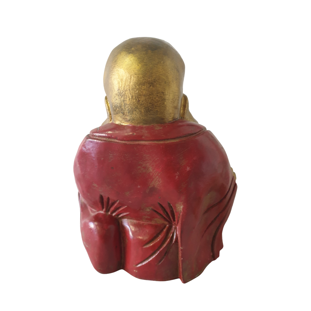 Happy Buddha Sculpture Statue Red Back