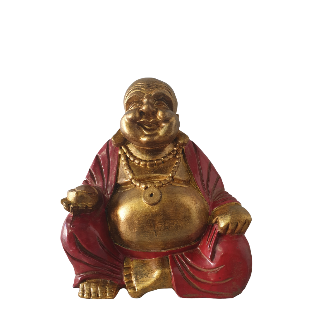 Happy Buddha Sculpture Statue Red