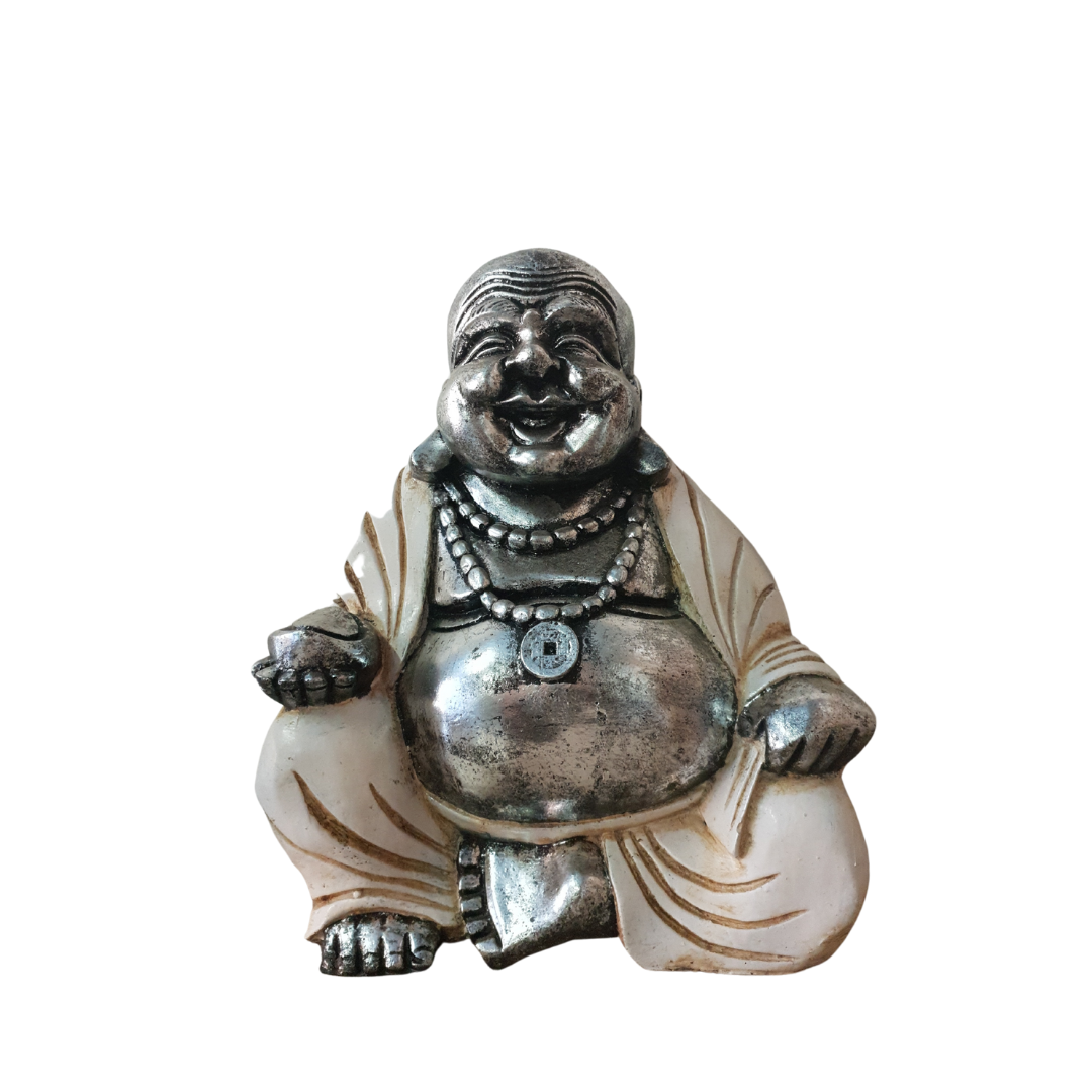 Happy Buddha Sculpture Statue White