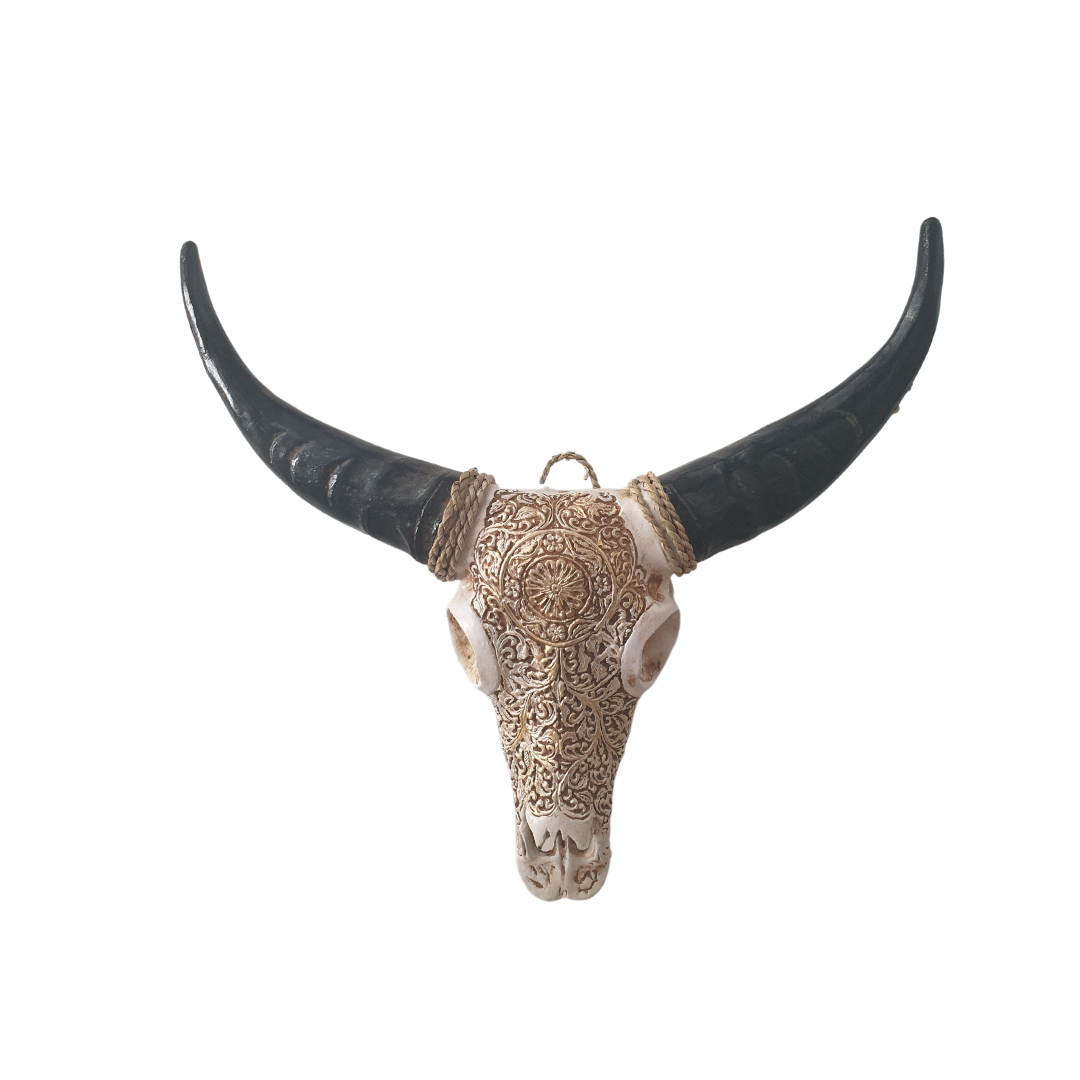 Resin Boho Cow- Bull Skull