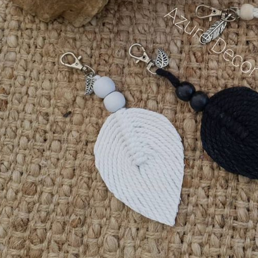 Macrame Leaf Key Ring or Hand Bag Décor