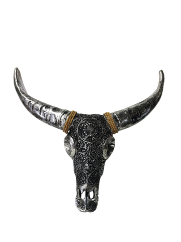 Boho Cow Skull Metallic Wall Art