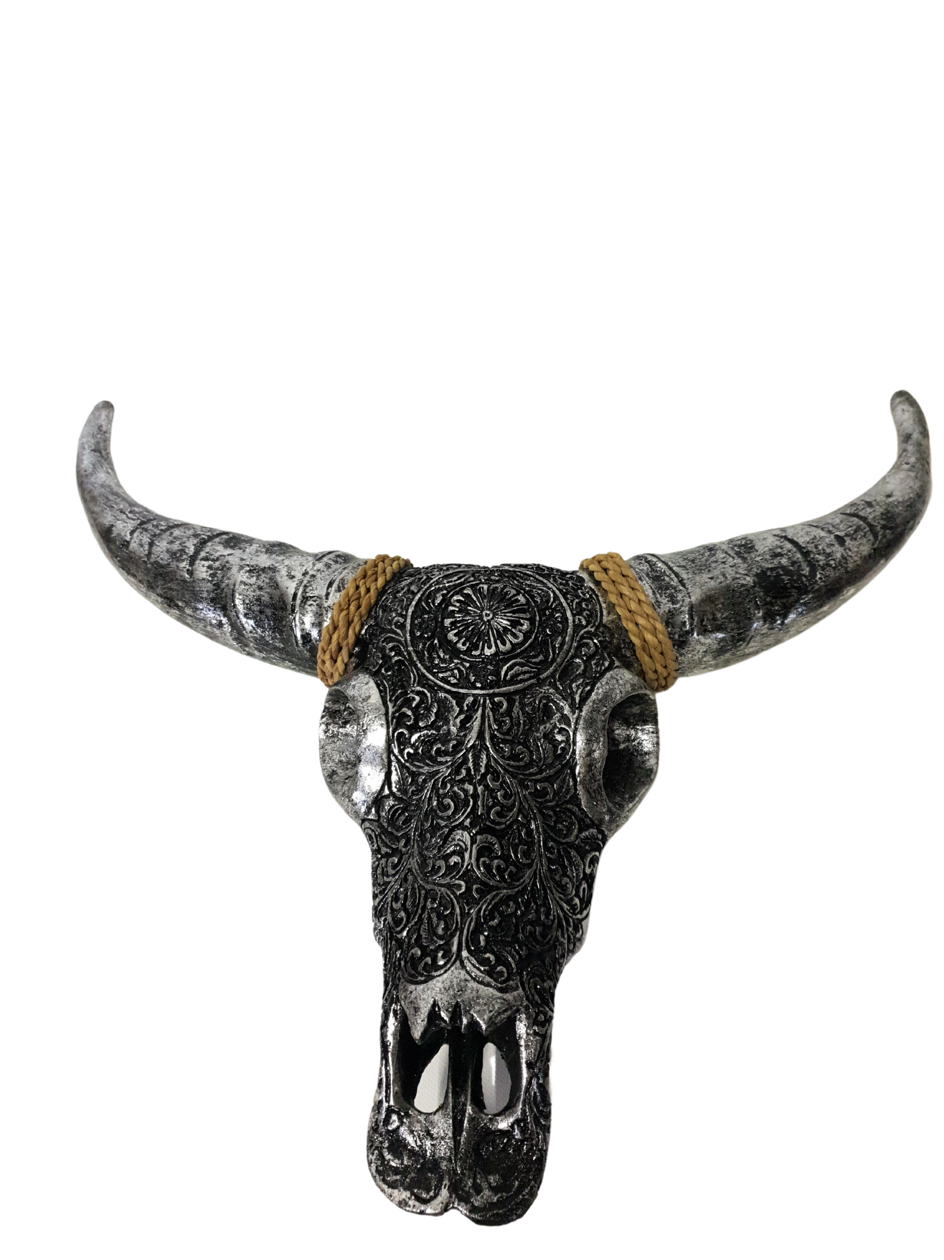 Boho Cow Metallic SIlver Wall Art