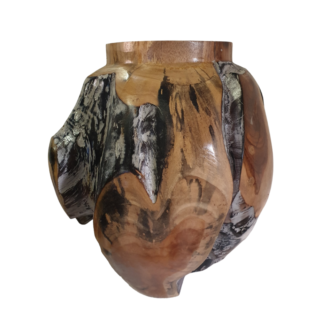 Teak Wood Abstract Vase