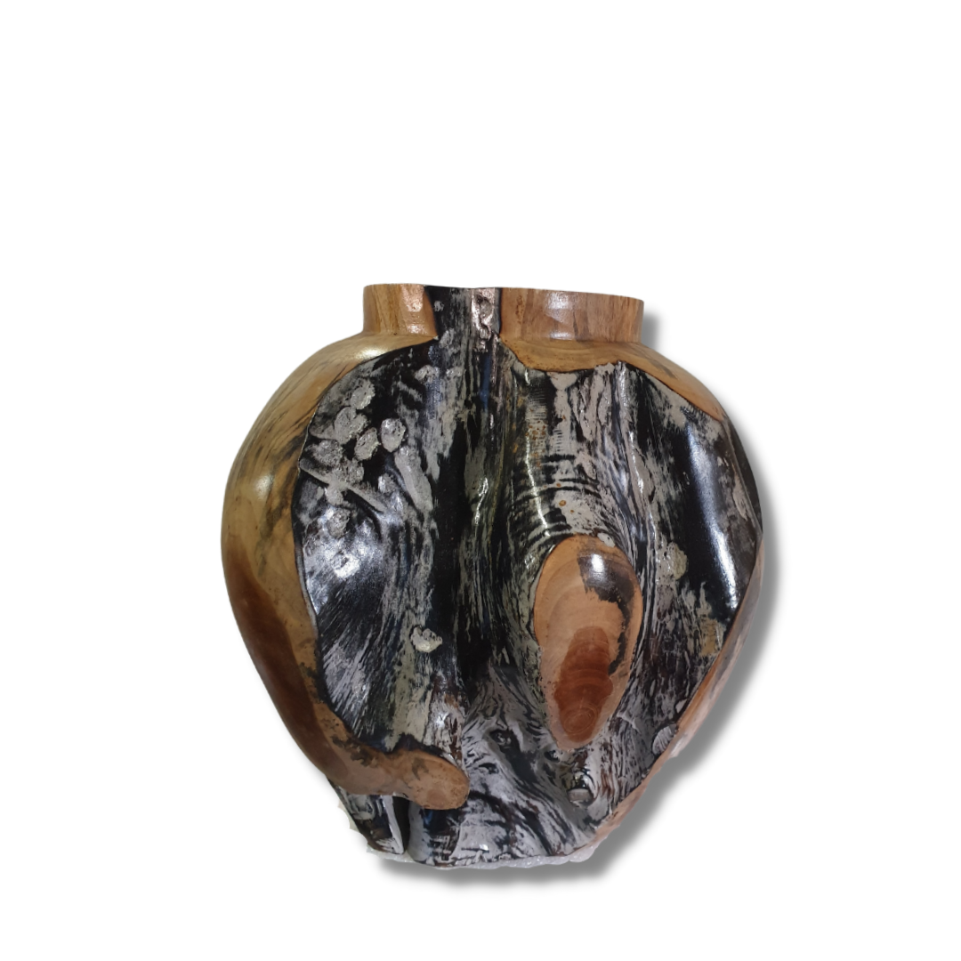 Teak Wood Abstract Vase