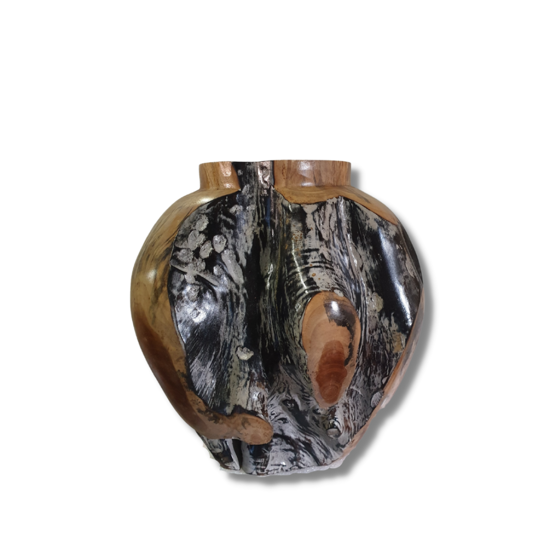 Teak Wood Abstract Vase