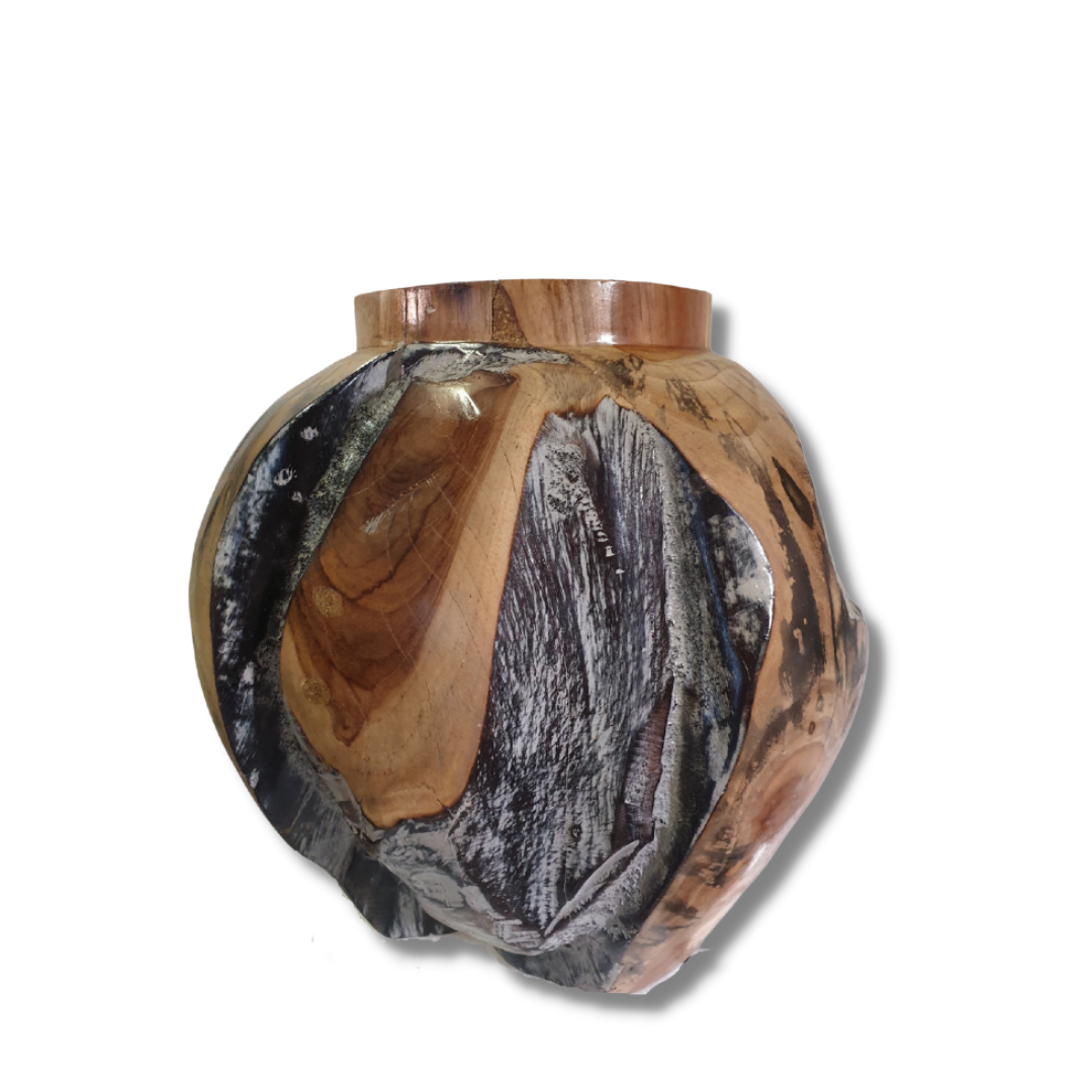 Teak Wood Abstract Vase