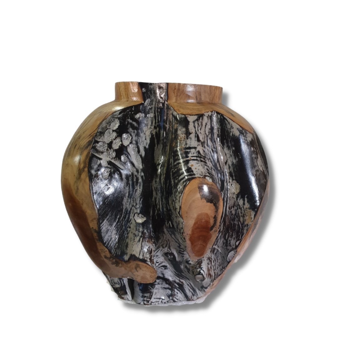 Teak Wood Abstract Vase