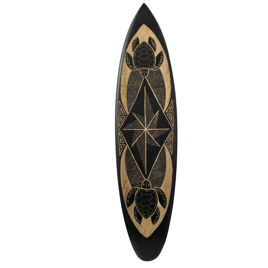 Exotic Hand-Carved Surfboard Wall Art