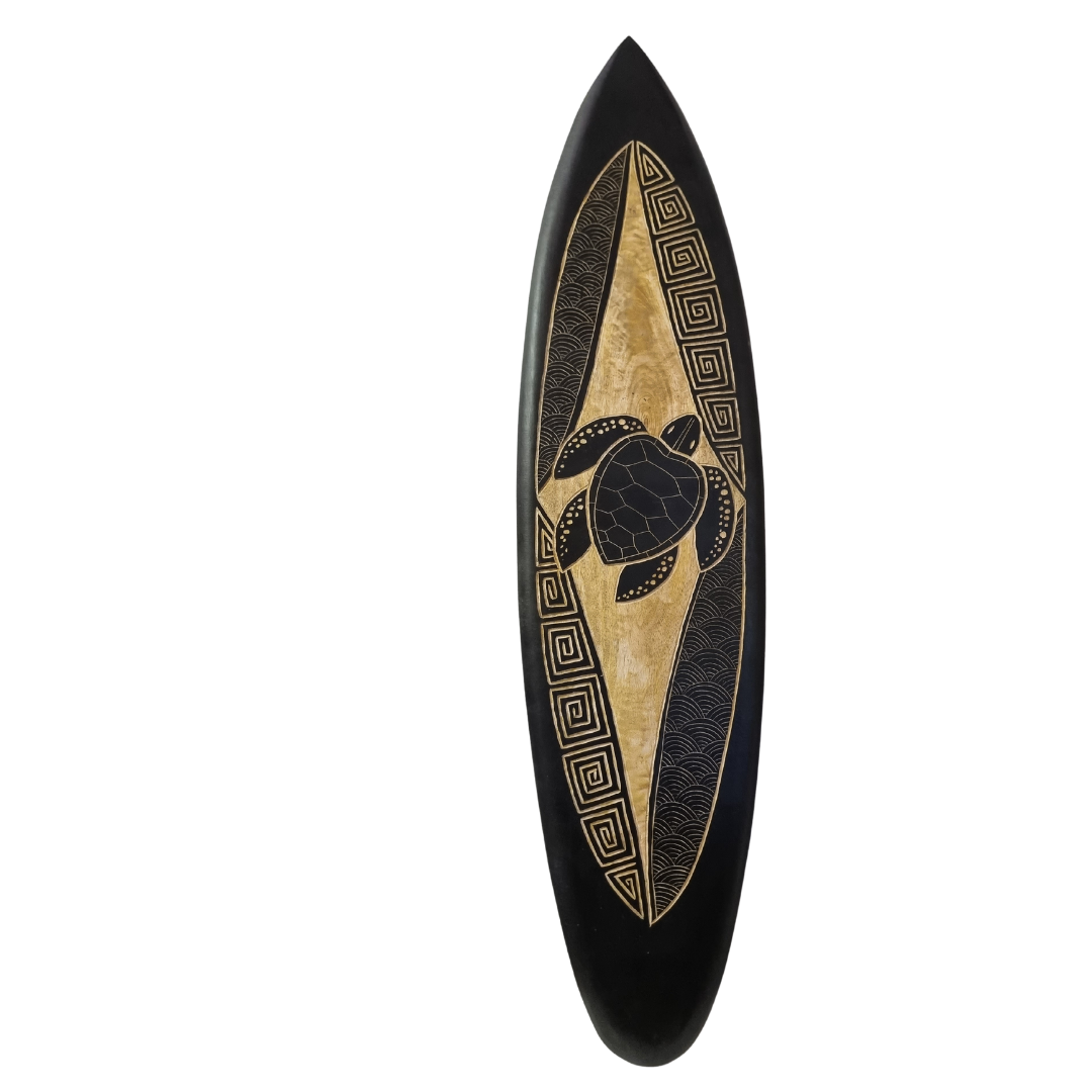 Exotic Hand-Carved Surfboard Wall Art