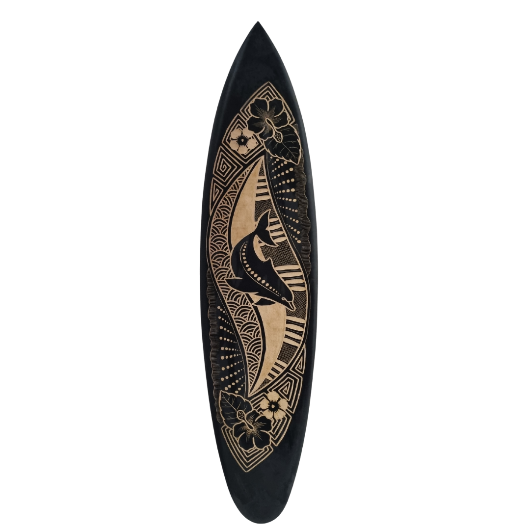 Exotic Hand-Carved Surfboard Wall Art