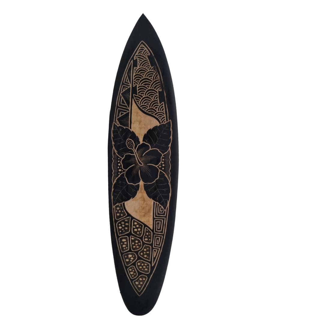 Exotic Hand-Carved Surfboard Wall Art