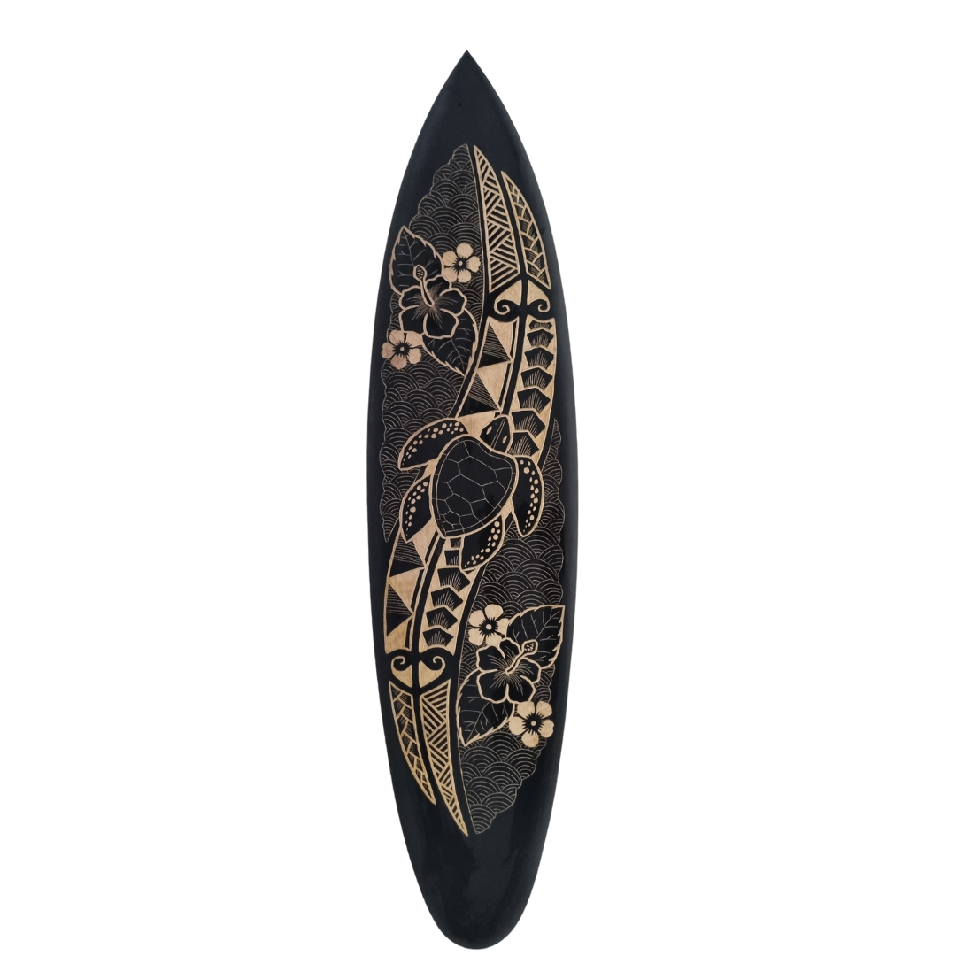 Exotic Hand-Carved Surfboard Wall Art