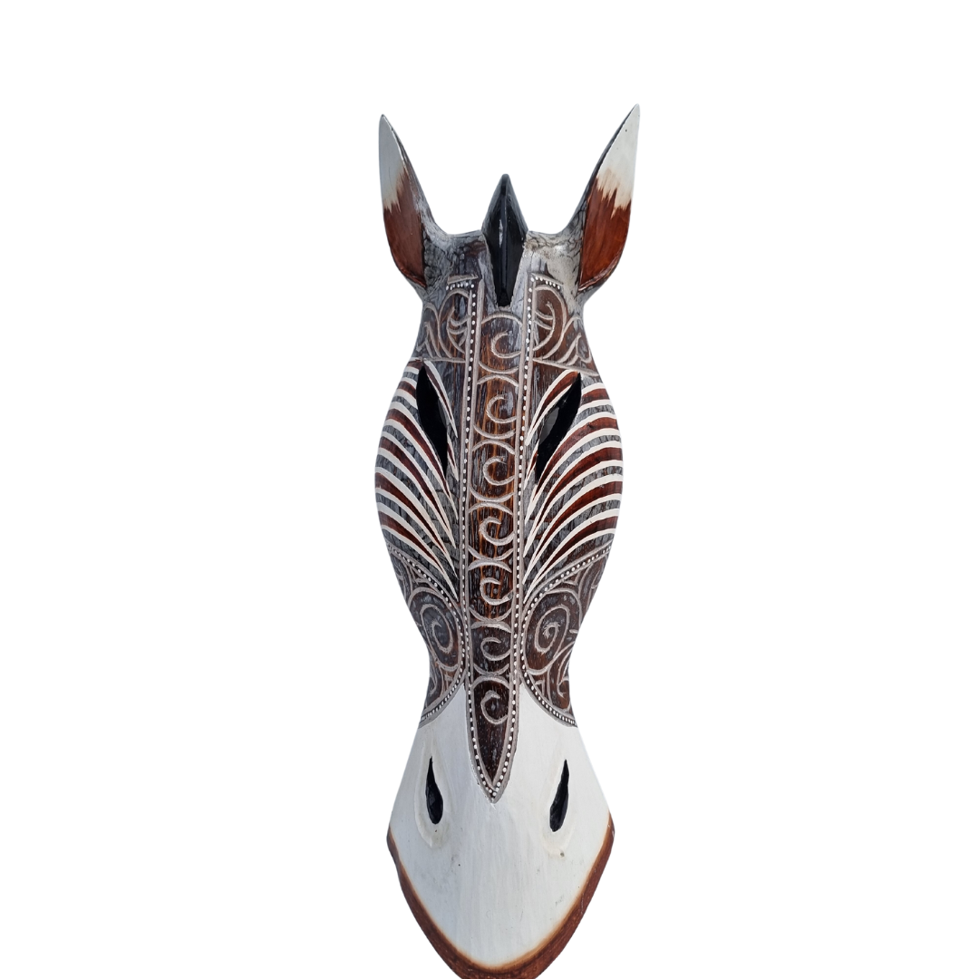 Wooden Zebra Animal Wall Mask Art