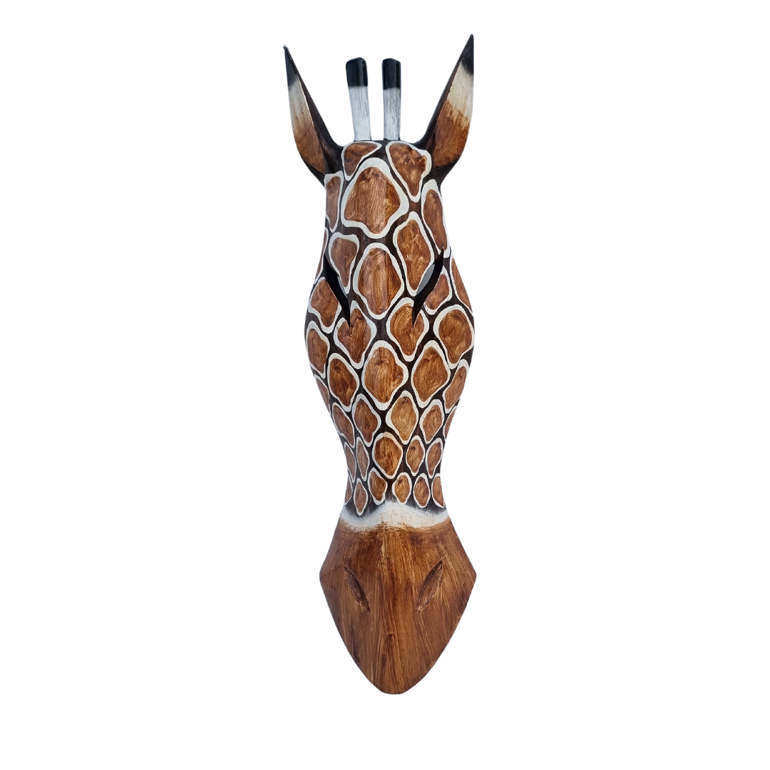 Giraffe Mask Wooden Wall Art African Style 