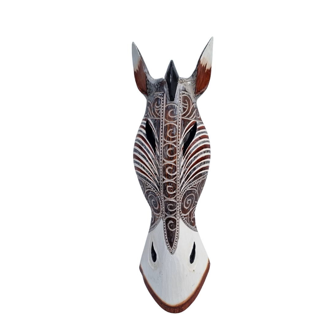 Wooden Zebra Animal Wall Mask Art