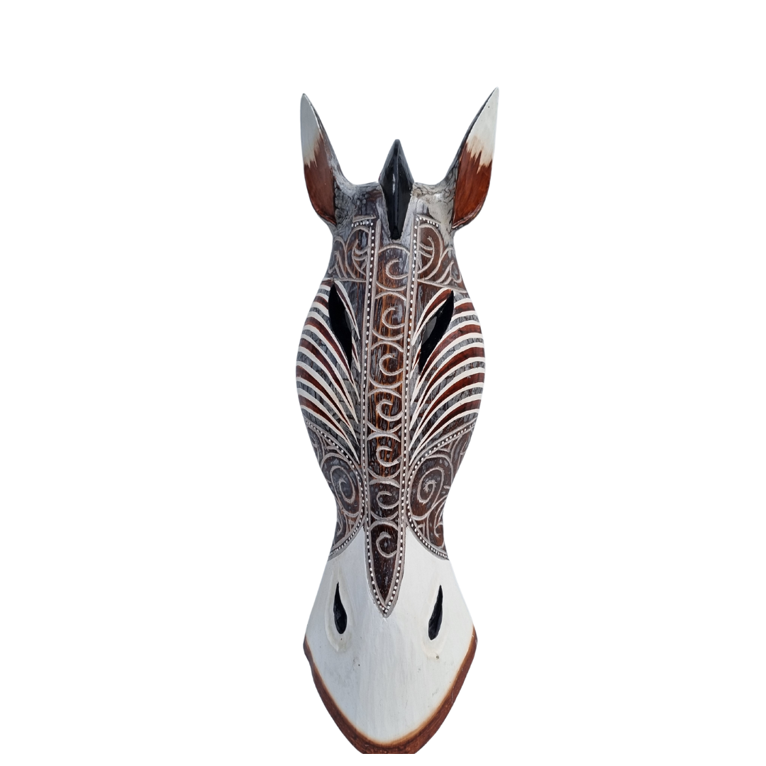 Wooden Zebra Animal Wall Mask Art