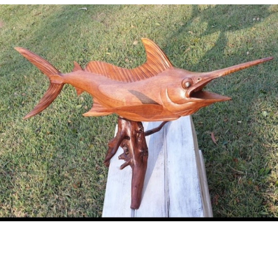 Marlin Fish Wooden Carving