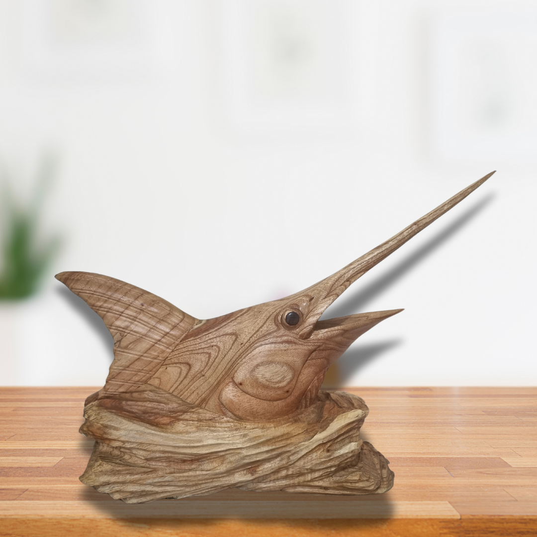 Marlin Fish Solid Wood Carving