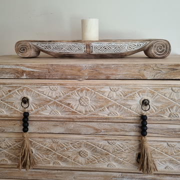 Tribal Whitewash Longboat Tray