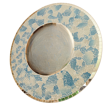 Round Mosaic Wall Mirror Blue Crush