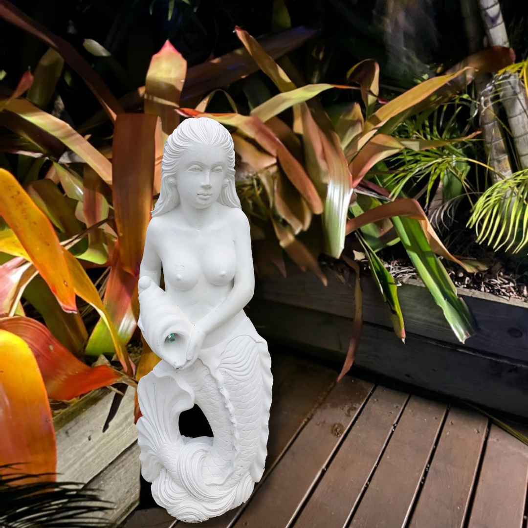 Mermaid Garden Statue Sculpture WHITE