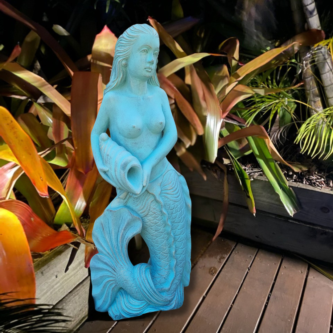 Mermaid Garden Statue Sculpture TURQUOISE