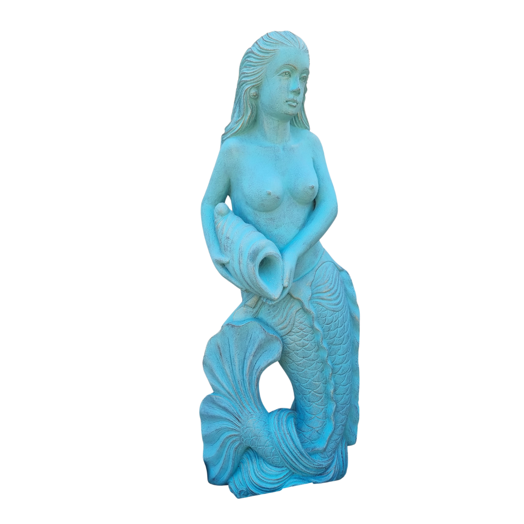 Mermaid Garden Statue Sculpture TURQUOISE 