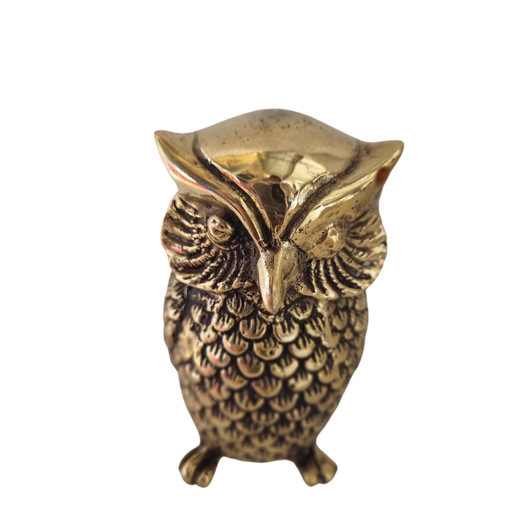 Solid Brass Owl Figurine 