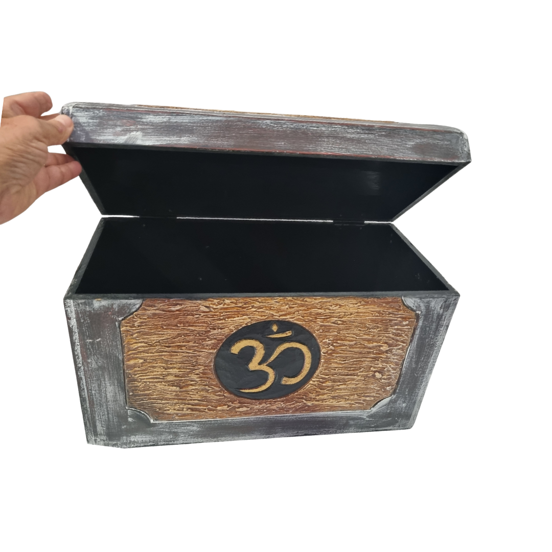 This Om Wooden Chest / Storage Box