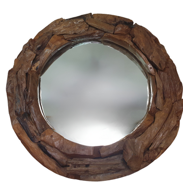 Round Entry Mirror Reclaimed Timber