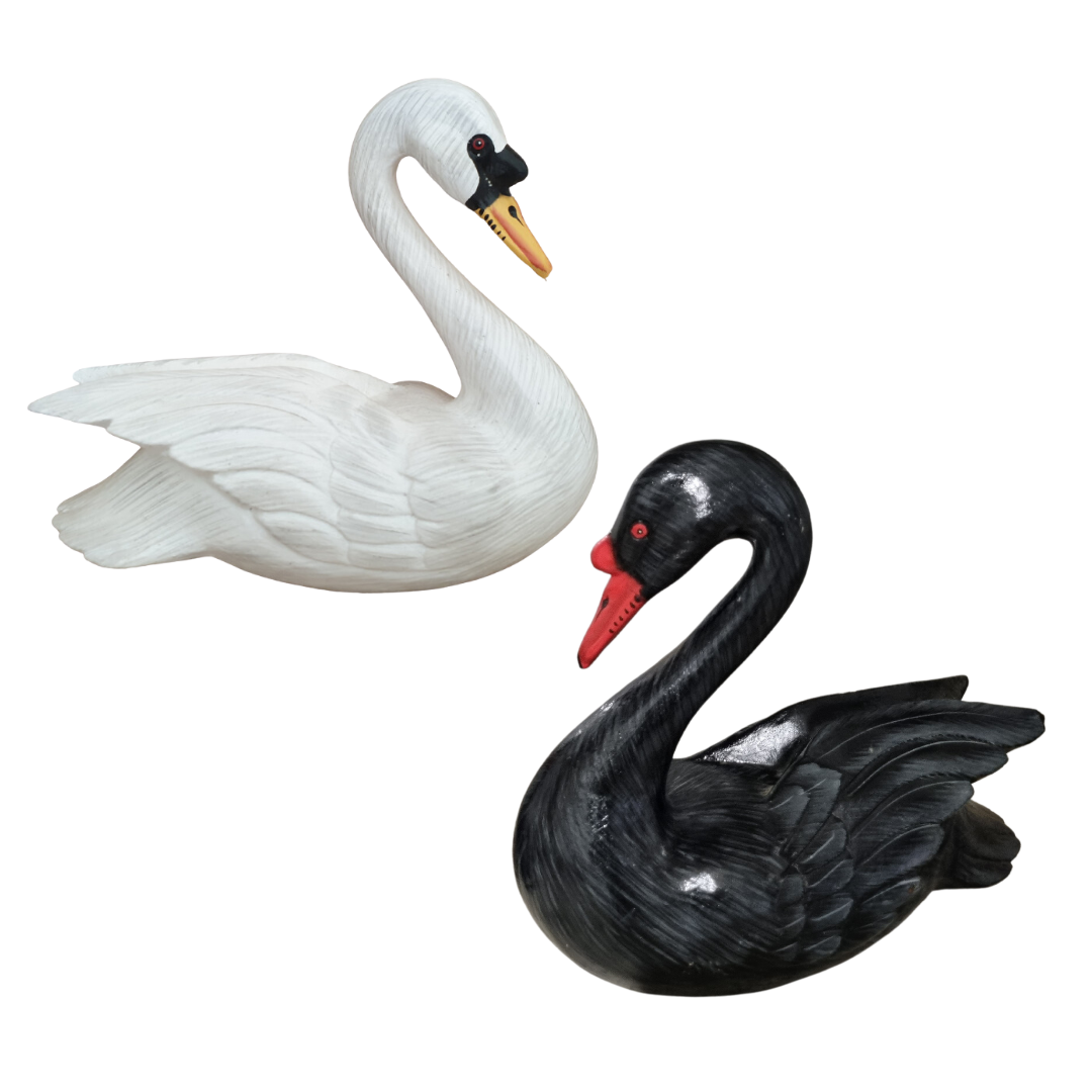 Swan Wooden Carved Birds 