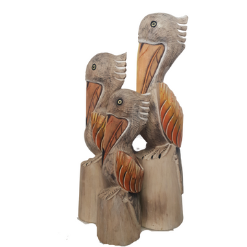 Wooden Carved Pelican Statues