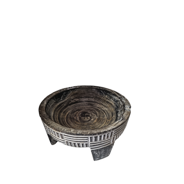 Rustic Tribal Teak Grinding Bowl