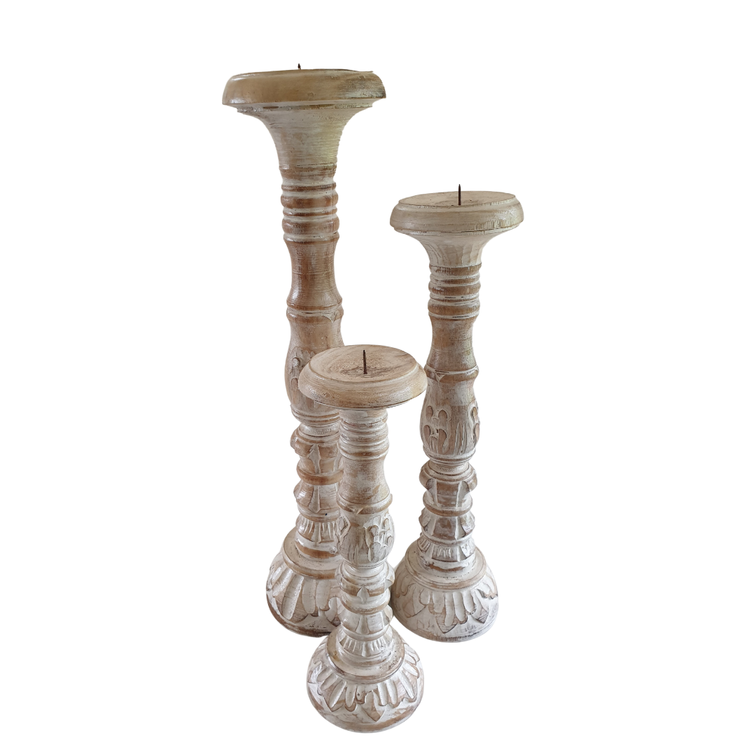 Boho Carved candle holders 