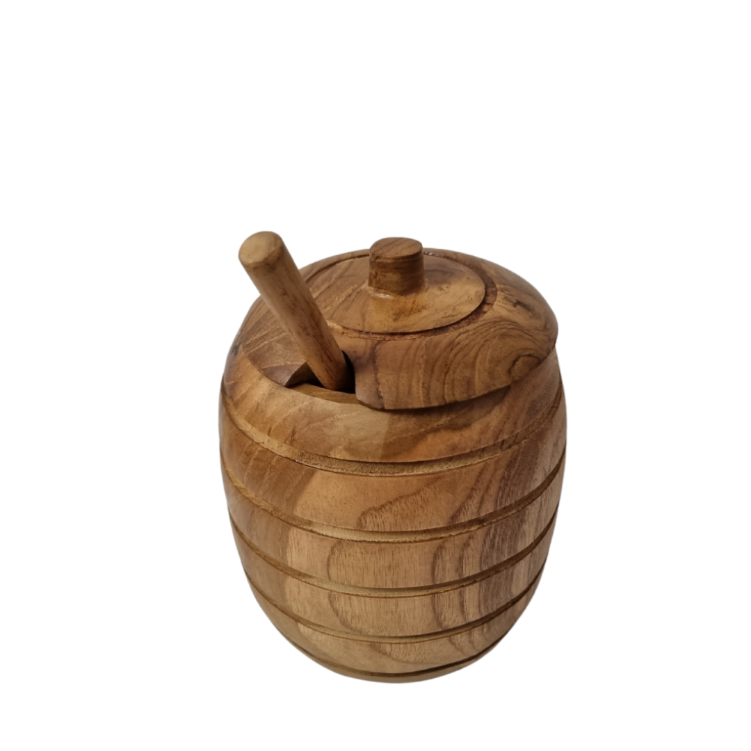 Bee Hive Wooden Honey Pot