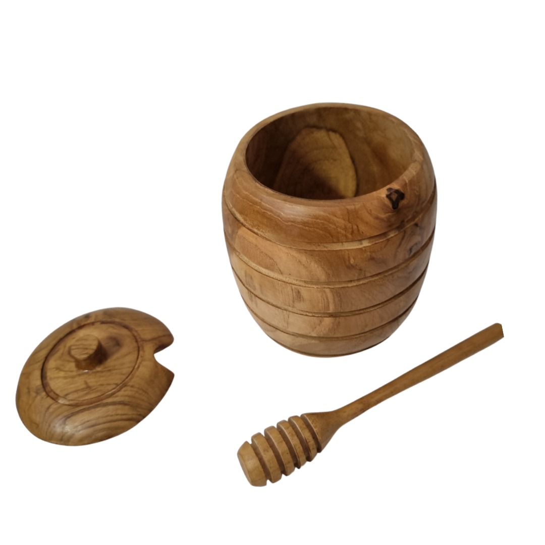 Bee Hive Wooden Honey Pot