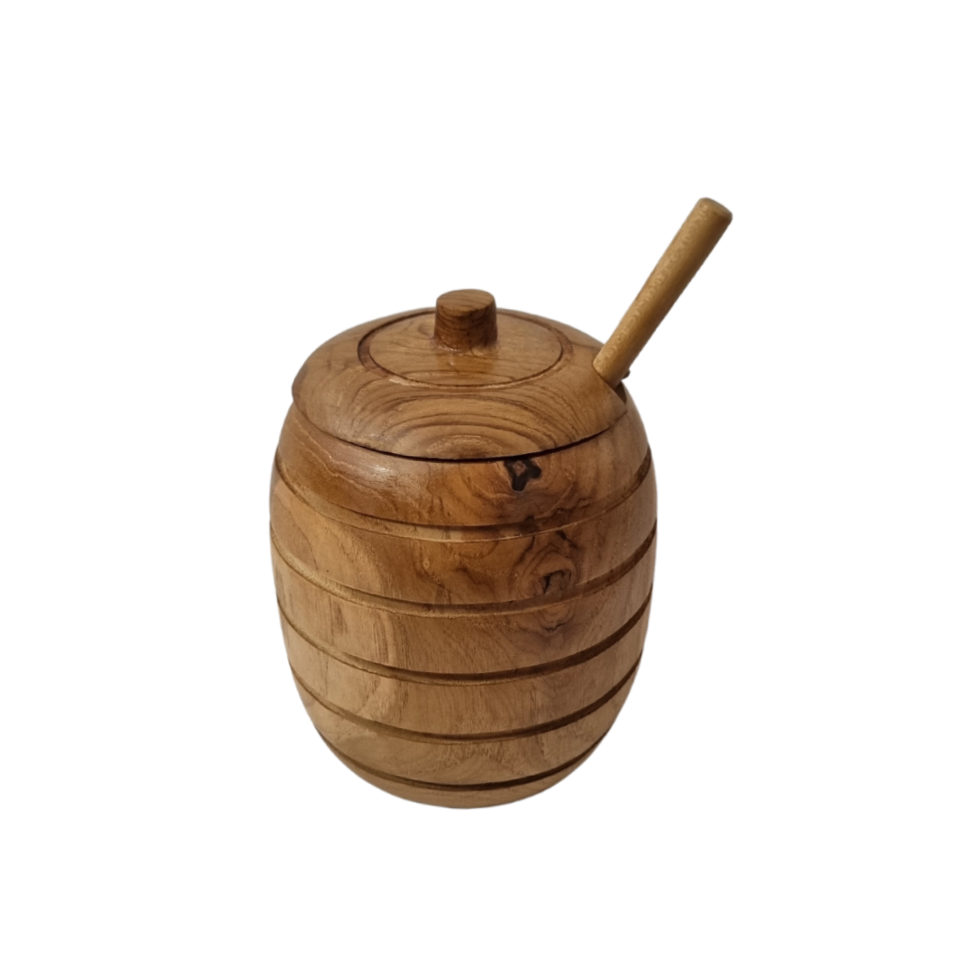 Bee Hive Wooden Honey Pot