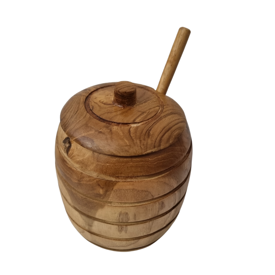 Bee Hive Wooden Honey Pot