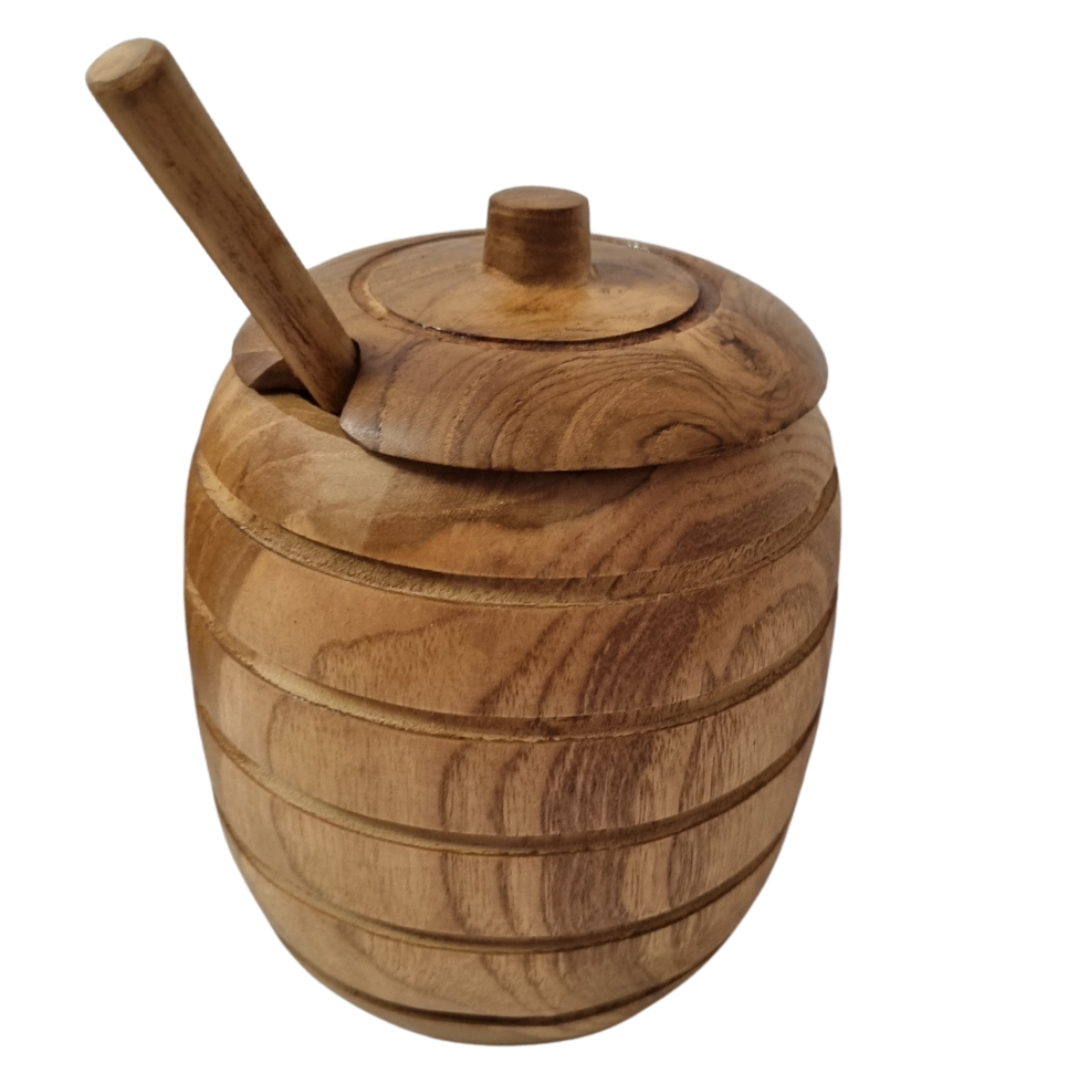 Bee Hive Wooden Honey Pot