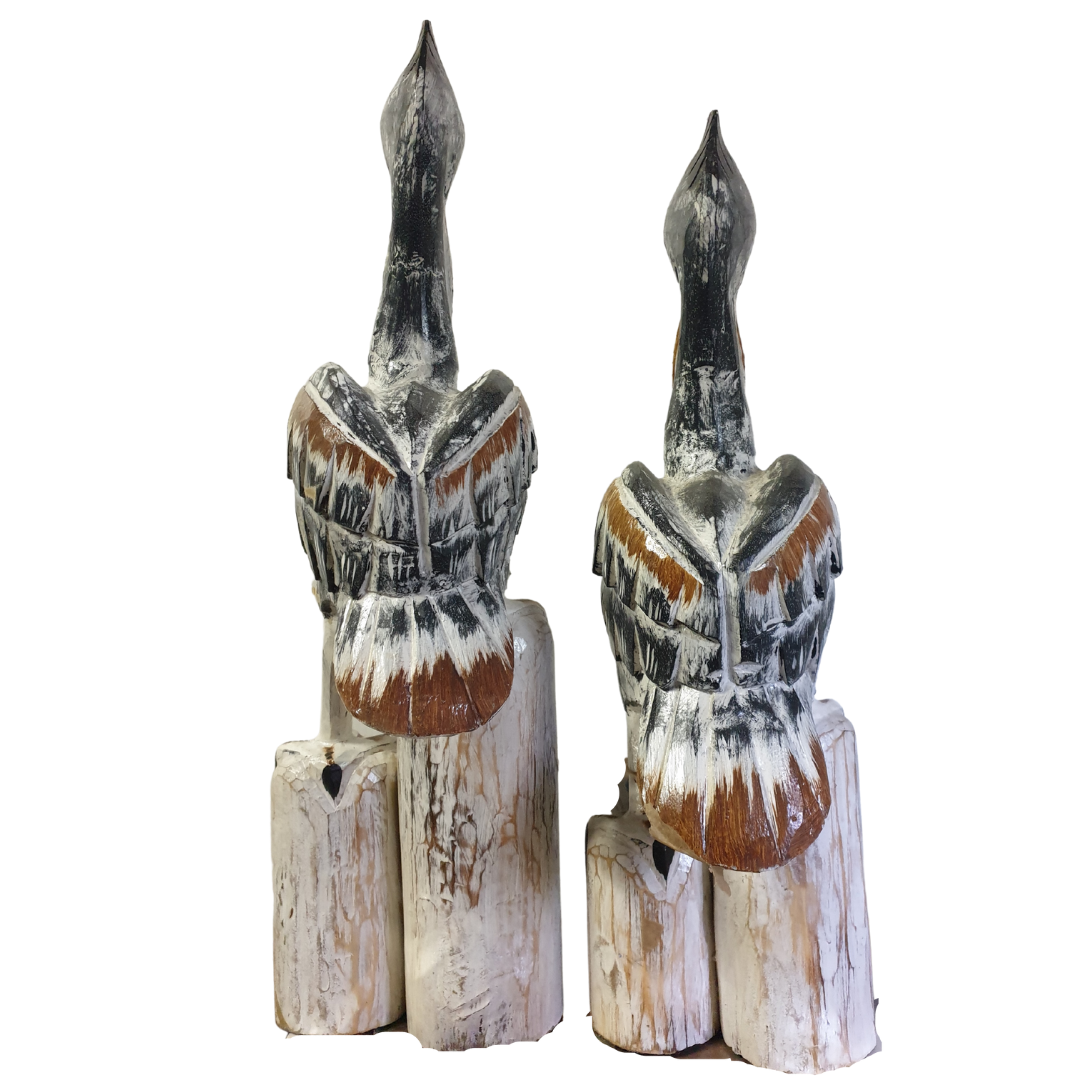 Black Wash Wooden Pelican Décor