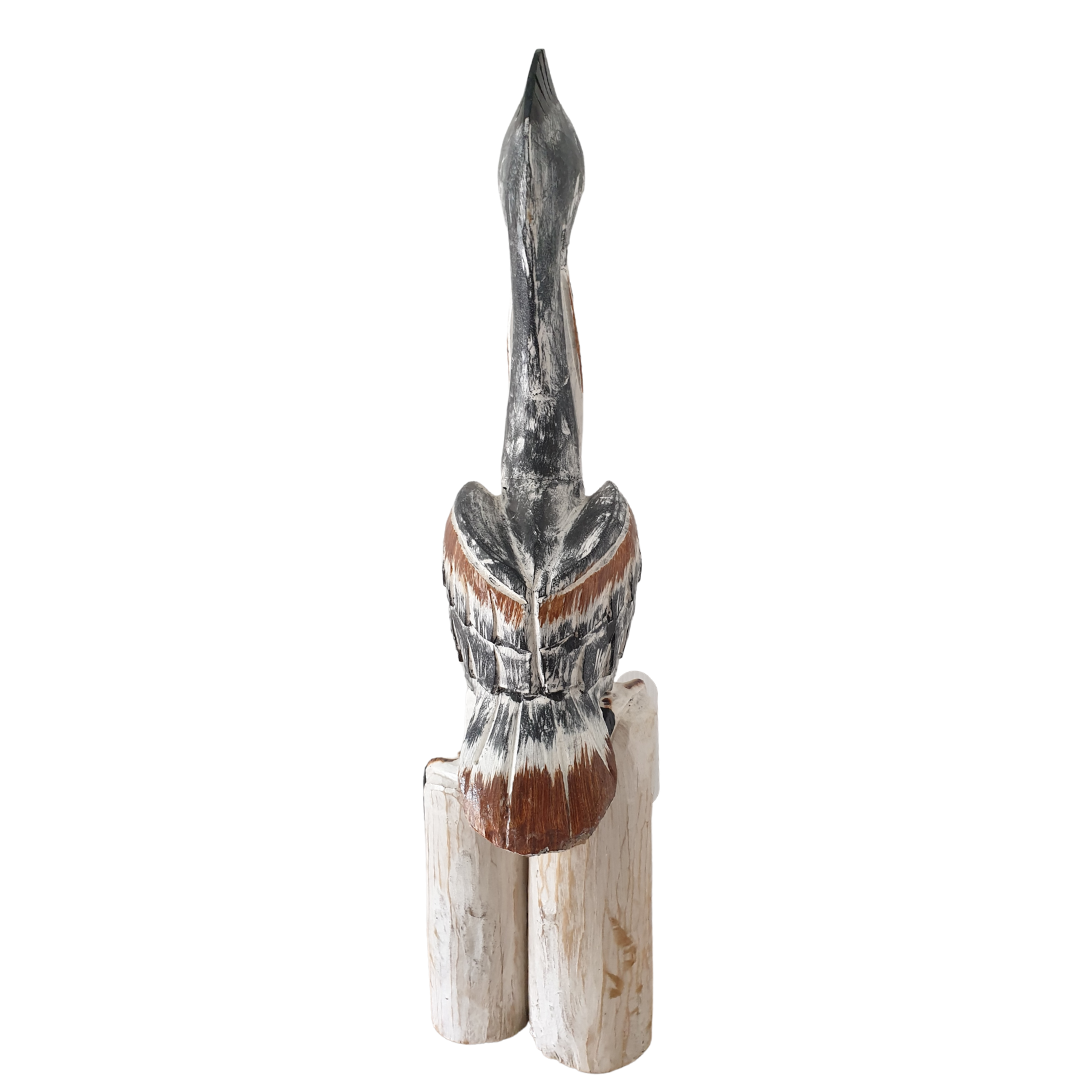 Black Wash Wooden Pelican Décor