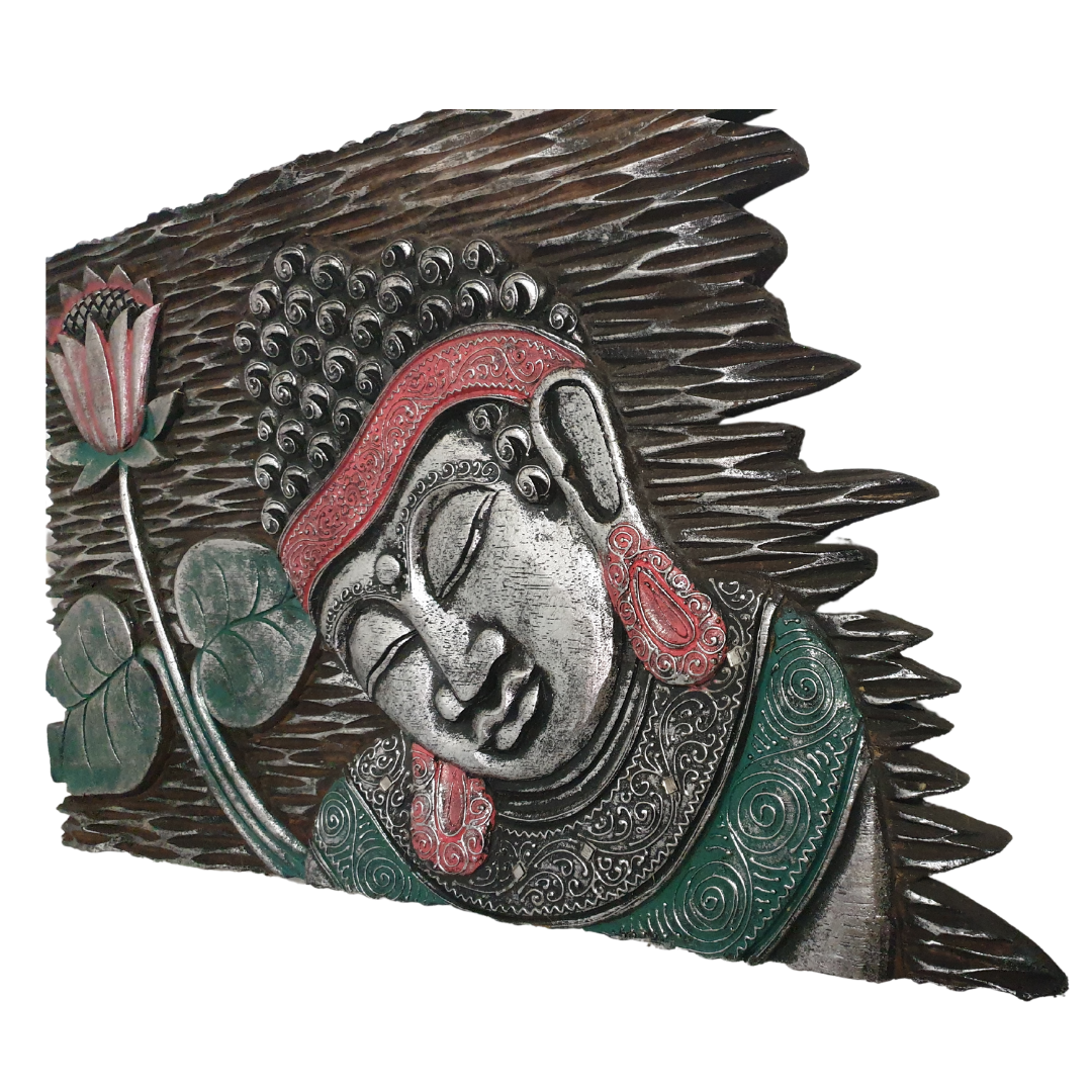 Wooden Buddha Face Panel Art 1