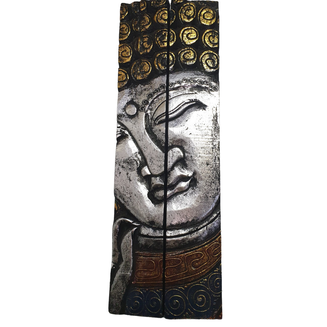 Wooden Buddha Face Panel Art 3