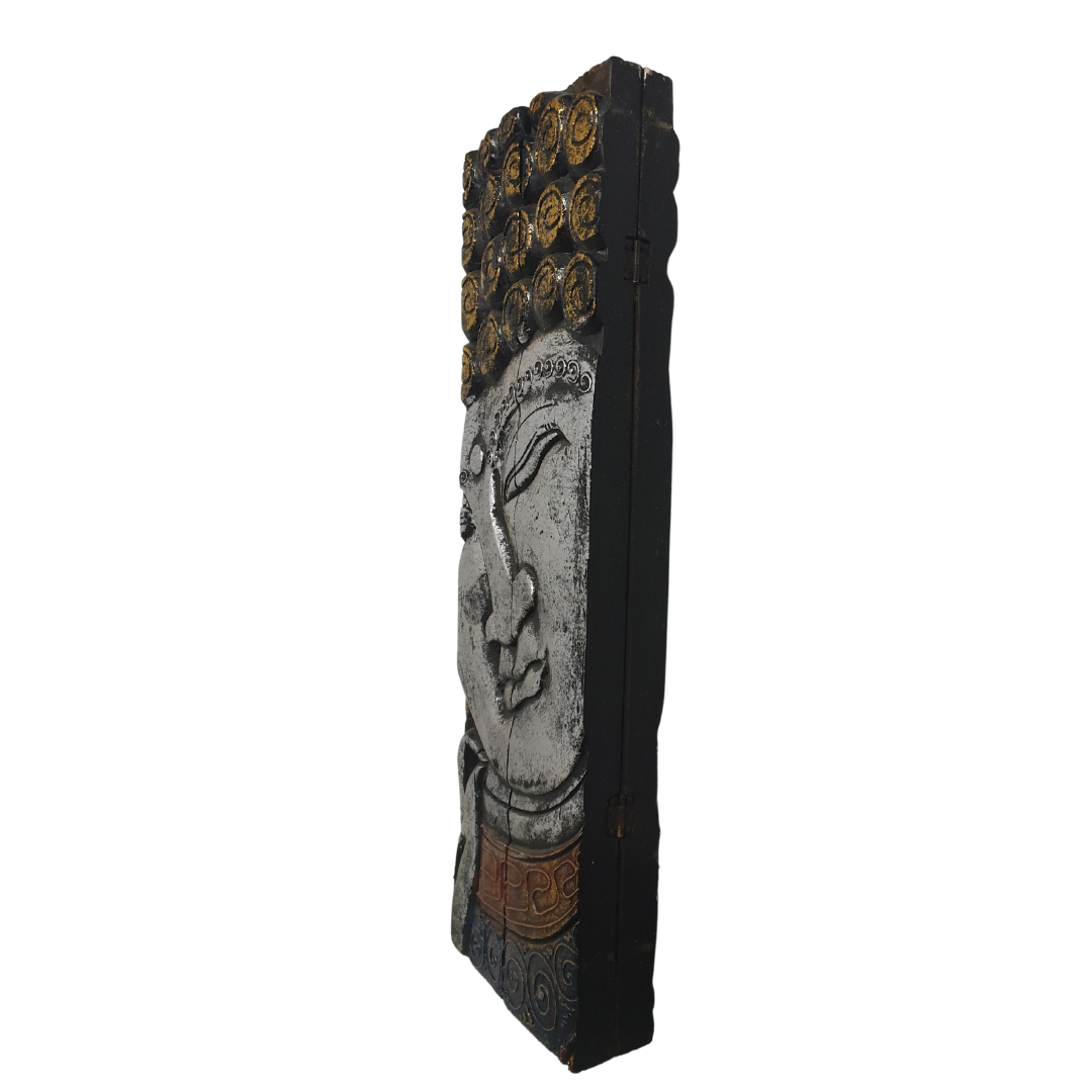 Wooden Buddha Face Panel Art 3