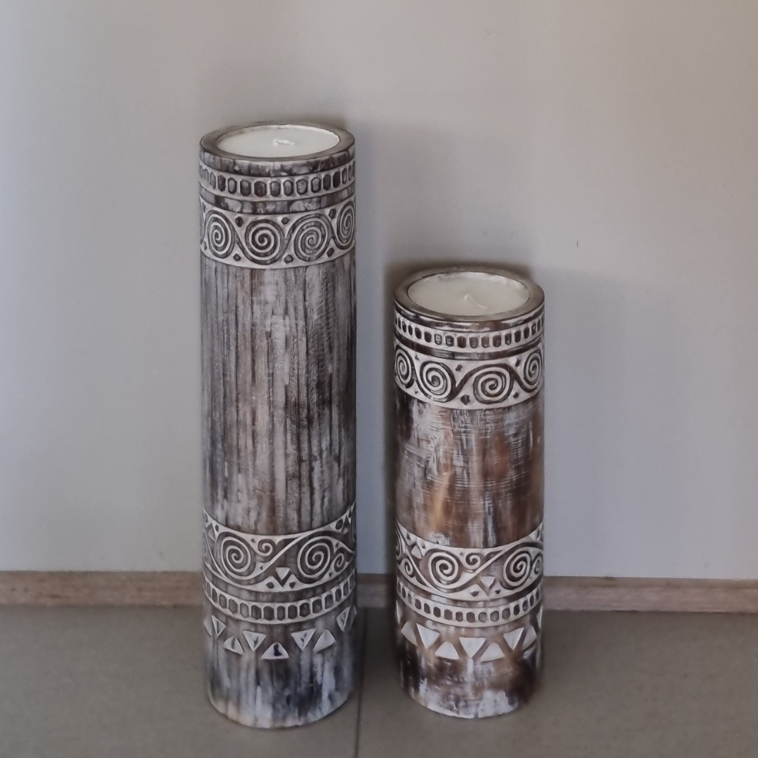 Large Solid Wood Boho Candle Pods