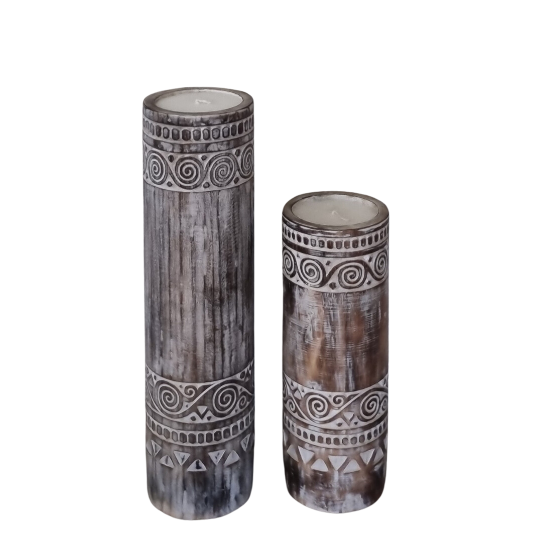 Large Solid Wood Boho Candle Pods