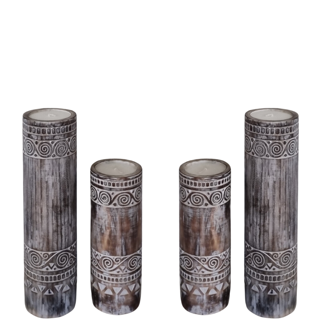 Large Solid Wood Boho Candle Pods